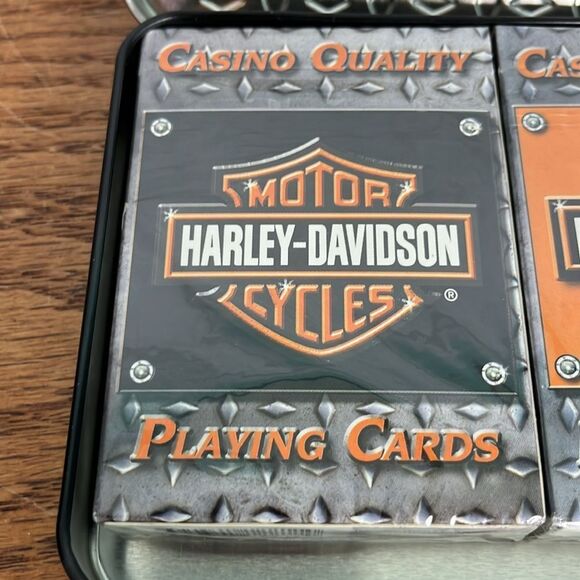 Harley Davidson Motorcycles Playing cards in Metal Case Never Opened - Picture 4 of 5